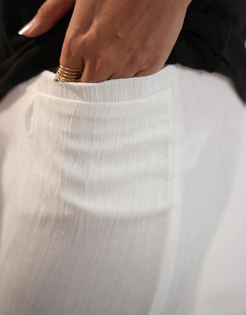 TEXTURED WIDE LEG PANTS